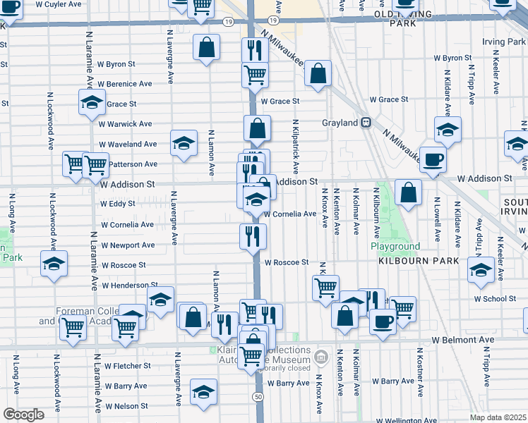 map of restaurants, bars, coffee shops, grocery stores, and more near in Chicago