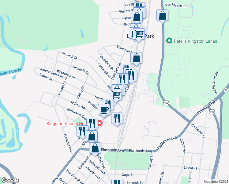 map of restaurants, bars, coffee shops, grocery stores, and more near 29 Harwich Street in Kingston