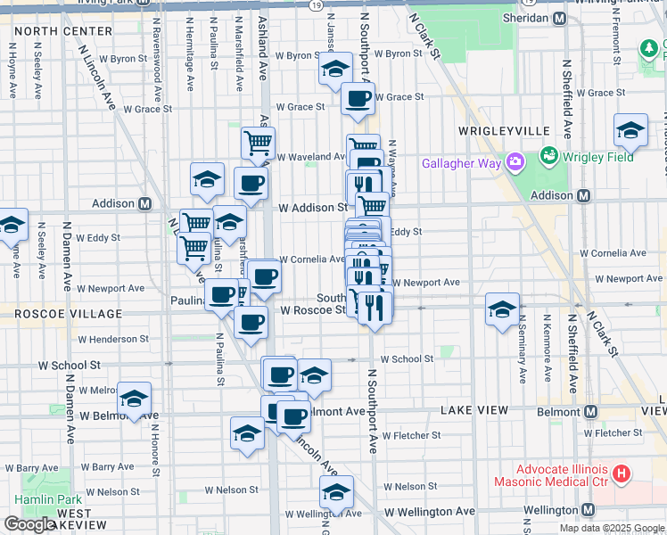map of restaurants, bars, coffee shops, grocery stores, and more near in Chicago