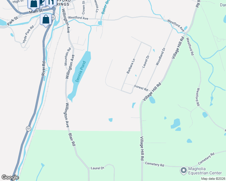 map of restaurants, bars, coffee shops, grocery stores, and more near 26 Forest Road in Stafford