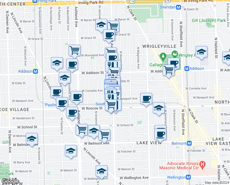 map of restaurants, bars, coffee shops, grocery stores, and more near in Chicago