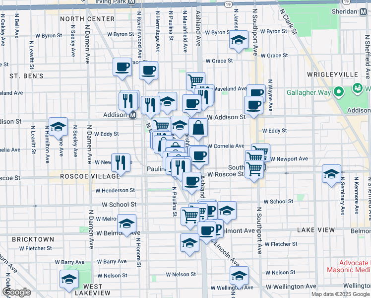 map of restaurants, bars, coffee shops, grocery stores, and more near in Chicago