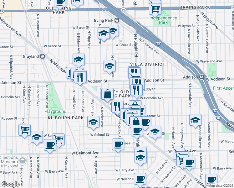 map of restaurants, bars, coffee shops, grocery stores, and more near in Chicago