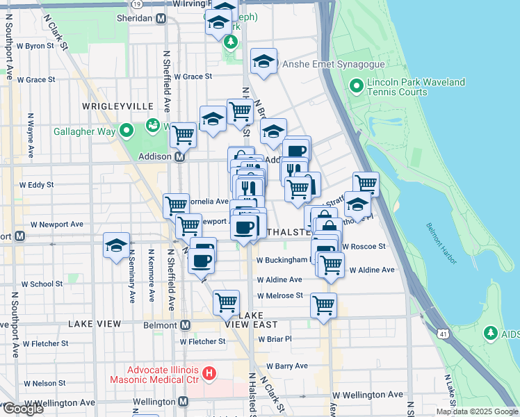 map of restaurants, bars, coffee shops, grocery stores, and more near in Chicago