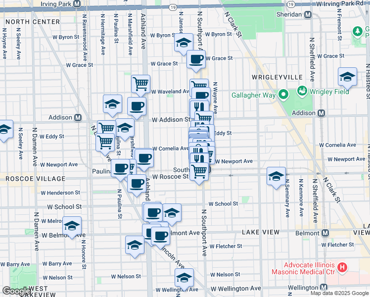 map of restaurants, bars, coffee shops, grocery stores, and more near in Chicago