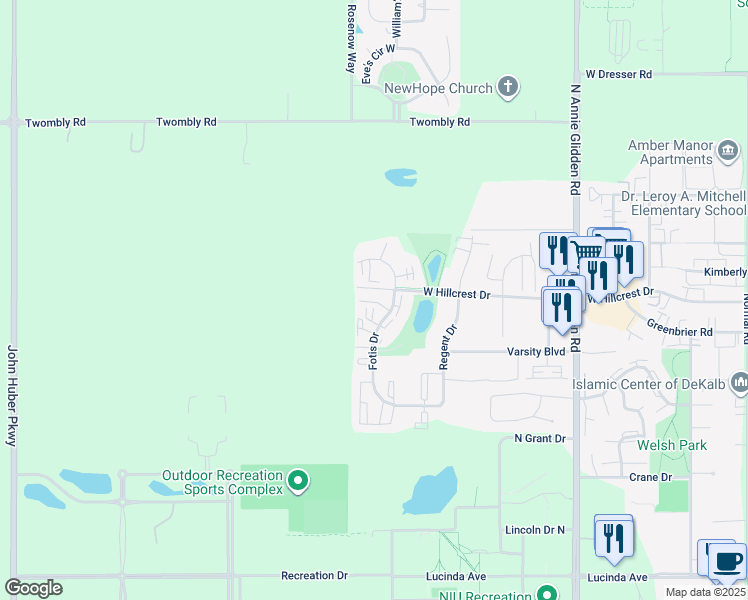 map of restaurants, bars, coffee shops, grocery stores, and more near 887 Fotis Drive in DeKalb