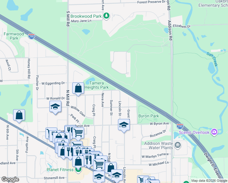 map of restaurants, bars, coffee shops, grocery stores, and more near 930 Sumner Street in Addison