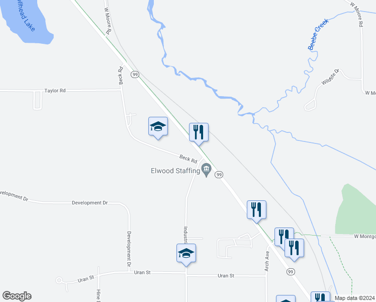 map of restaurants, bars, coffee shops, grocery stores, and more near 3300 West Carleton Road in Hillsdale