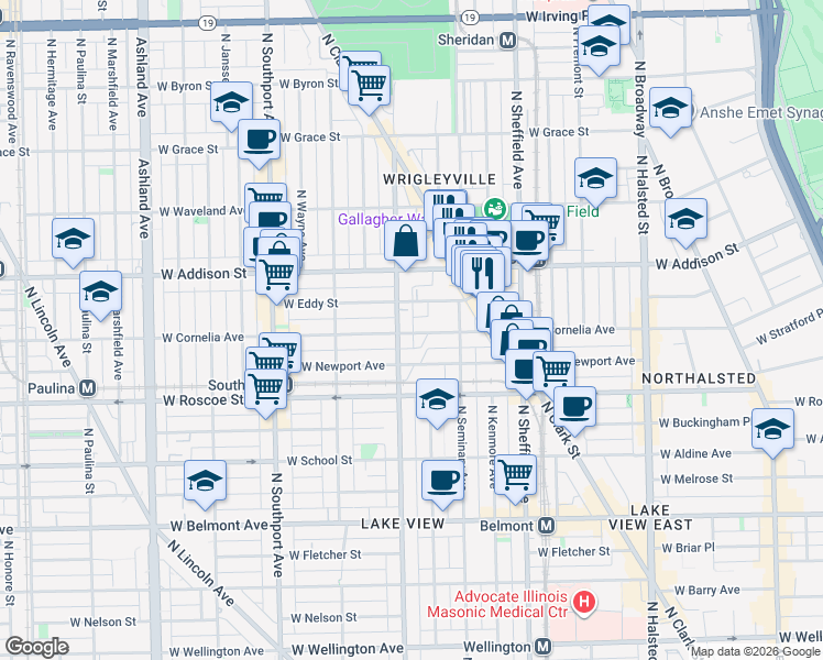 map of restaurants, bars, coffee shops, grocery stores, and more near in Chicago