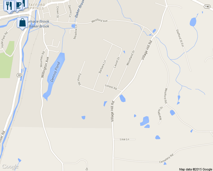 map of restaurants, bars, coffee shops, grocery stores, and more near 14 Forest Road in Stafford