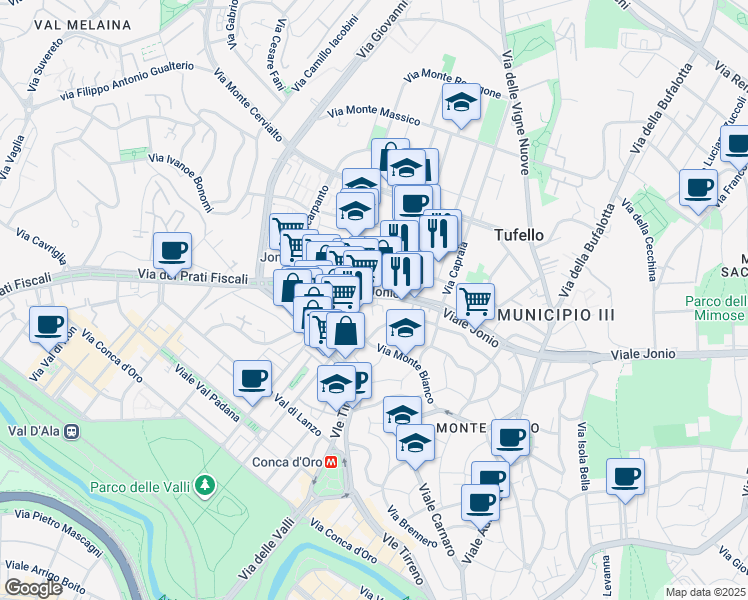 map of restaurants, bars, coffee shops, grocery stores, and more near 278-294 Viale Jonio in Rome