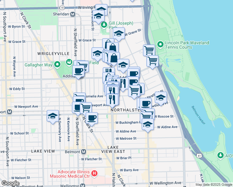 map of restaurants, bars, coffee shops, grocery stores, and more near in Chicago