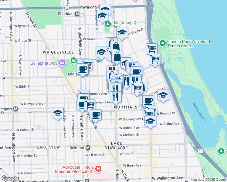 map of restaurants, bars, coffee shops, grocery stores, and more near in Chicago
