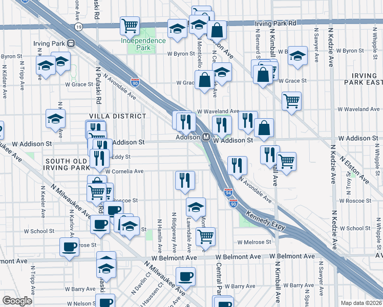map of restaurants, bars, coffee shops, grocery stores, and more near in Chicago