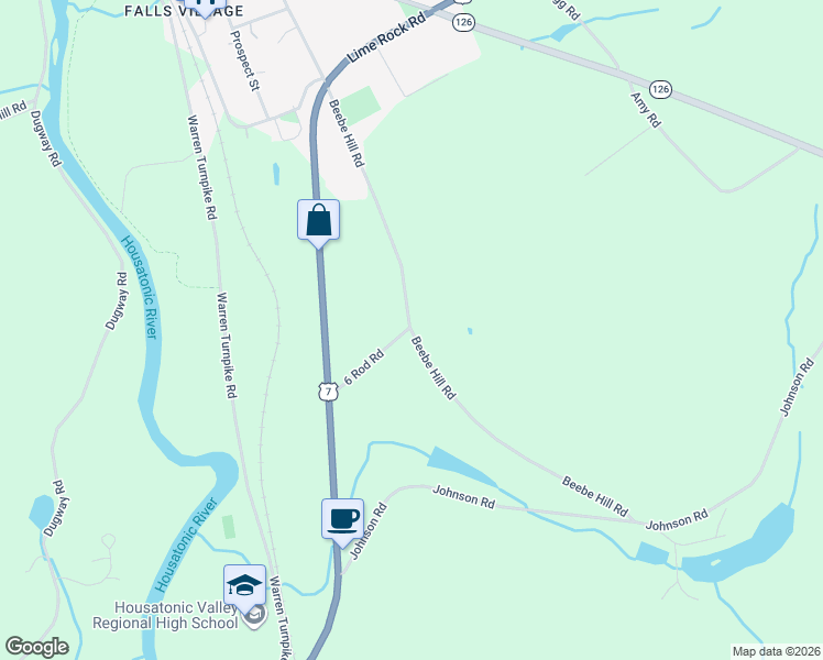 map of restaurants, bars, coffee shops, grocery stores, and more near 171 Beebe Hill Road in Canaan