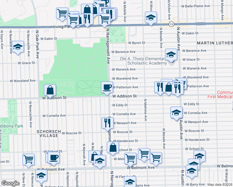map of restaurants, bars, coffee shops, grocery stores, and more near in Chicago