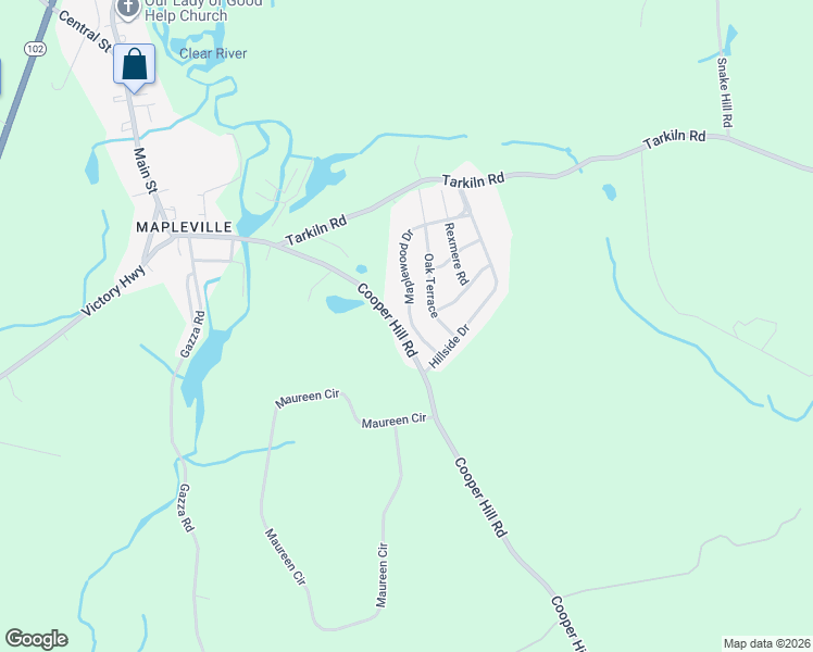map of restaurants, bars, coffee shops, grocery stores, and more near 17 Maplewood Drive in Burrillville