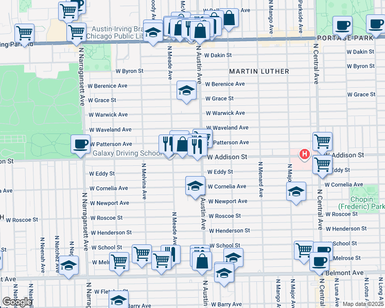 map of restaurants, bars, coffee shops, grocery stores, and more near in Chicago
