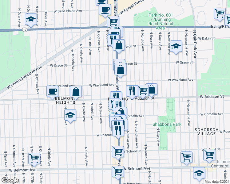 map of restaurants, bars, coffee shops, grocery stores, and more near in Chicago