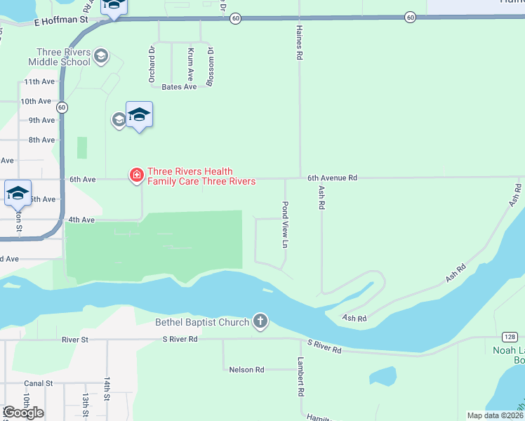 map of restaurants, bars, coffee shops, grocery stores, and more near 17875 6th Avenue Road in Three Rivers