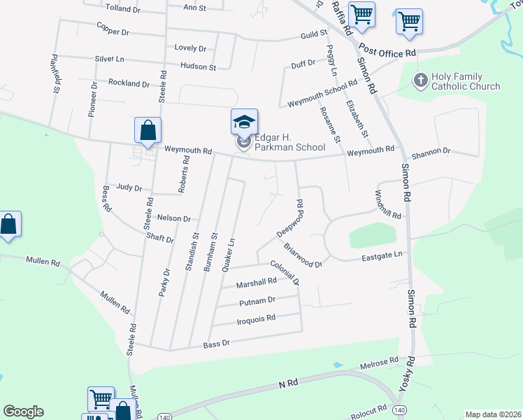 map of restaurants, bars, coffee shops, grocery stores, and more near 142 Wynwood Drive in Enfield