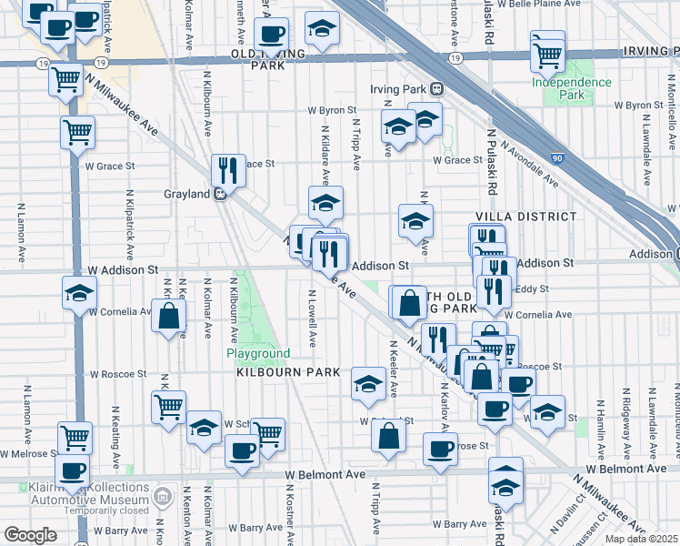 map of restaurants, bars, coffee shops, grocery stores, and more near in Chicago