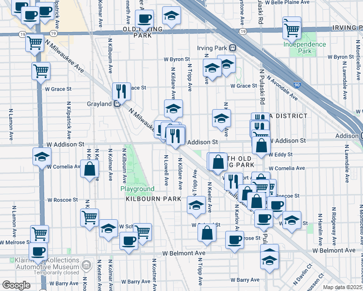 map of restaurants, bars, coffee shops, grocery stores, and more near in Chicago