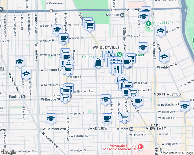 map of restaurants, bars, coffee shops, grocery stores, and more near in Chicago