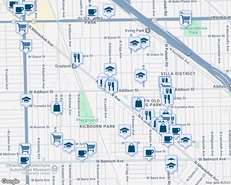 map of restaurants, bars, coffee shops, grocery stores, and more near in Chicago