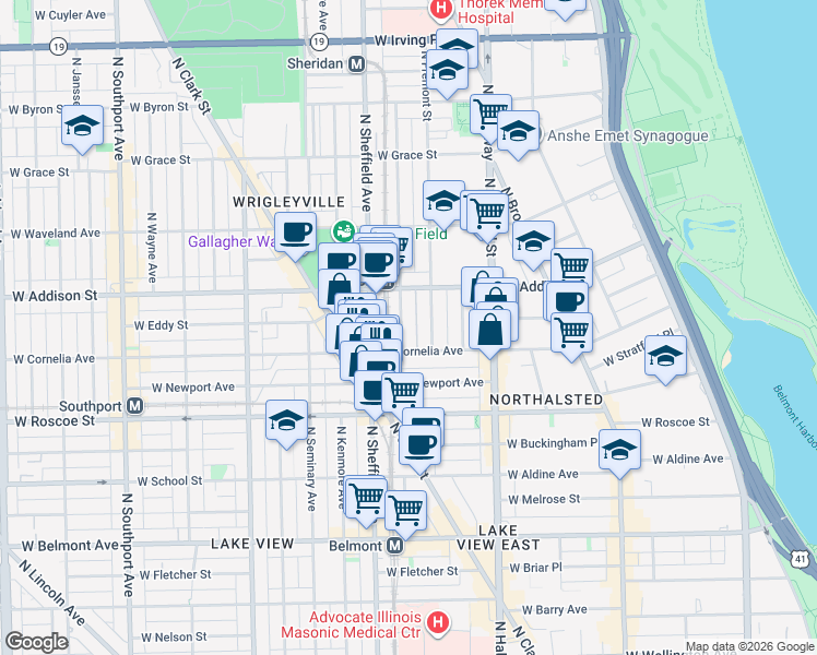 map of restaurants, bars, coffee shops, grocery stores, and more near in Chicago