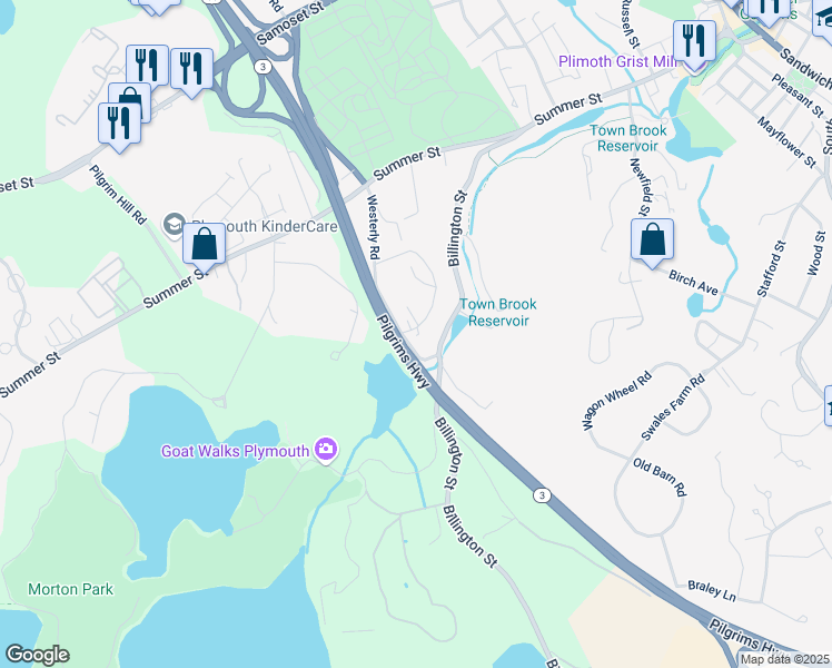 map of restaurants, bars, coffee shops, grocery stores, and more near 10 Chapel Hill Drive in Plymouth