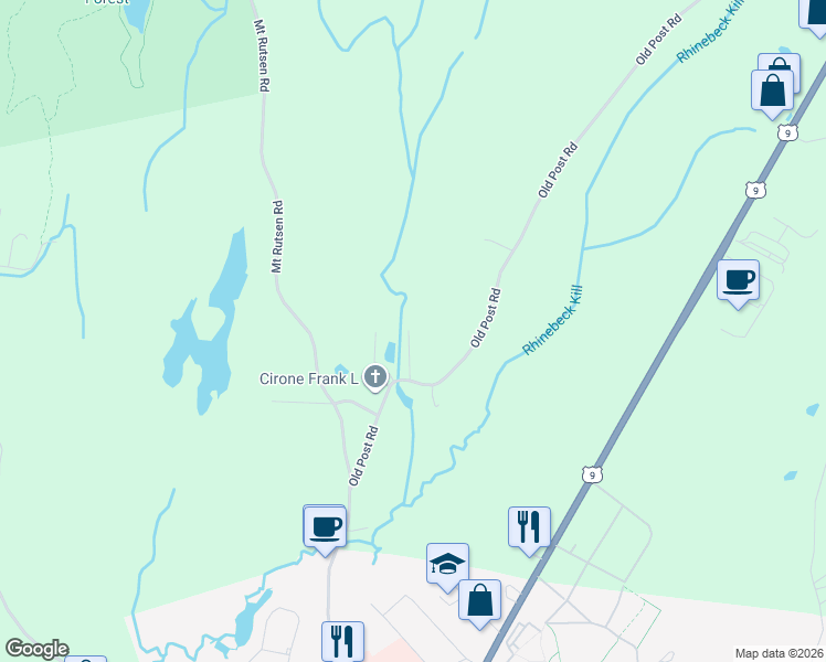 map of restaurants, bars, coffee shops, grocery stores, and more near 20 Hidden Valley Road in Rhinebeck