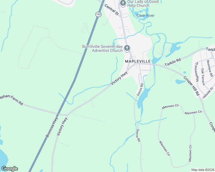 map of restaurants, bars, coffee shops, grocery stores, and more near 660 Victory Highway in Burrillville