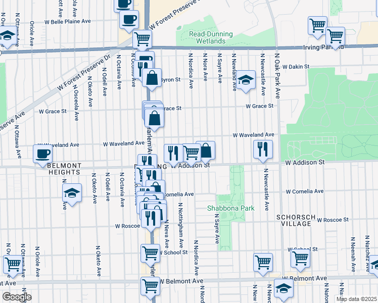 map of restaurants, bars, coffee shops, grocery stores, and more near in Chicago