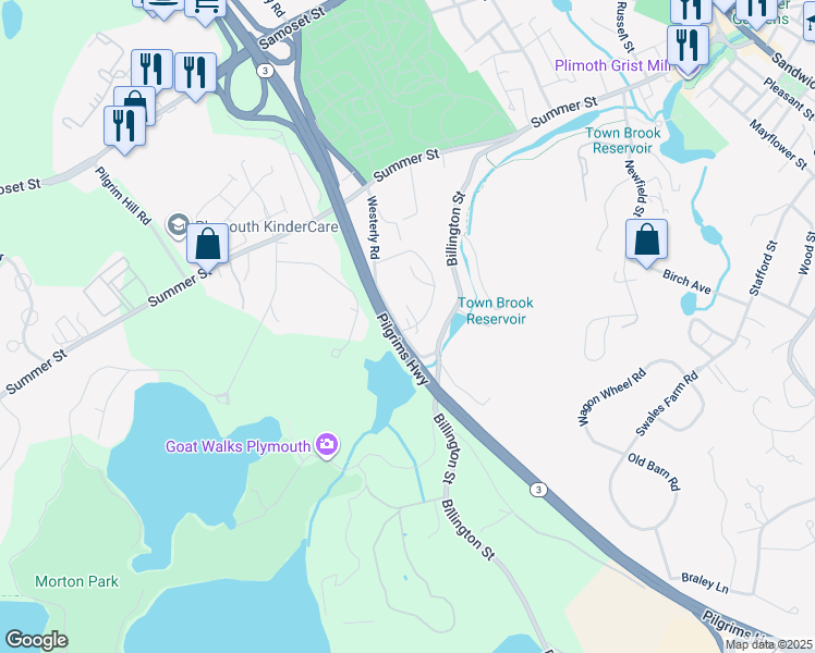 map of restaurants, bars, coffee shops, grocery stores, and more near 6 Chapel Hill Drive in Plymouth