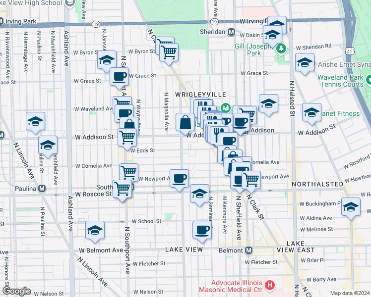 map of restaurants, bars, coffee shops, grocery stores, and more near in Chicago