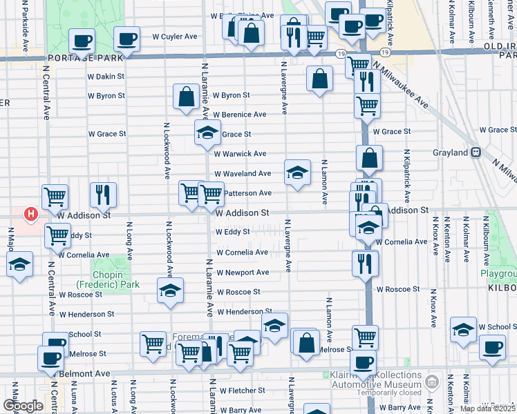map of restaurants, bars, coffee shops, grocery stores, and more near in Chicago