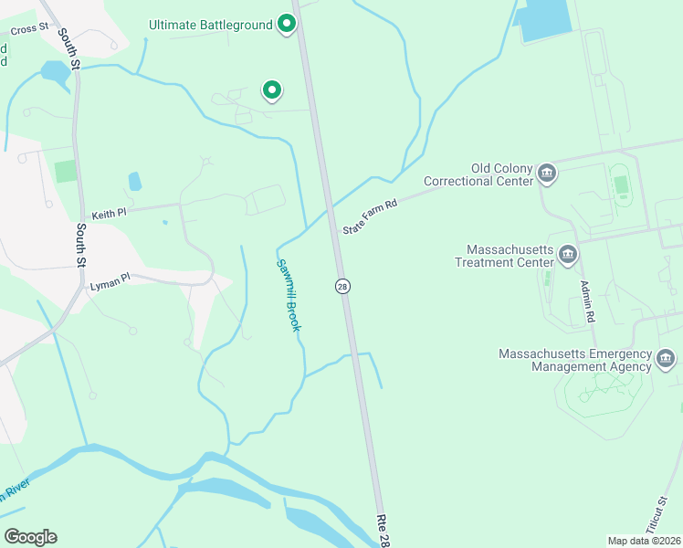 map of restaurants, bars, coffee shops, grocery stores, and more near 228 Bedford St in Middleboro
