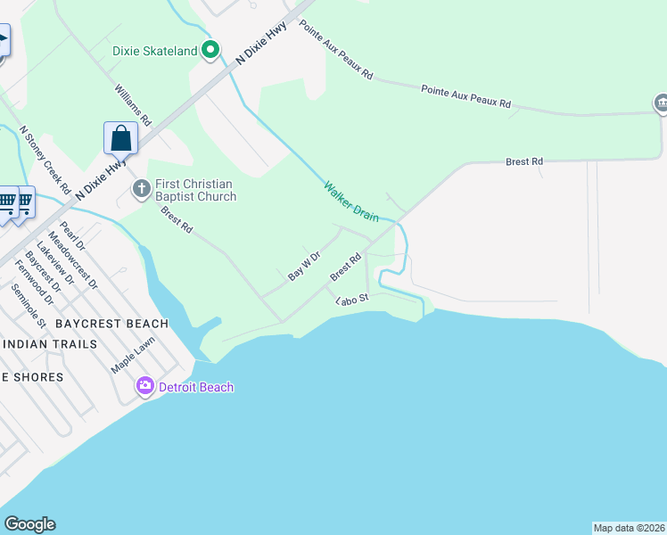 map of restaurants, bars, coffee shops, grocery stores, and more near 4107 Brest Road in Monroe County