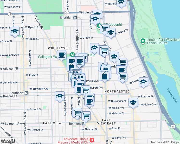 map of restaurants, bars, coffee shops, grocery stores, and more near in Chicago