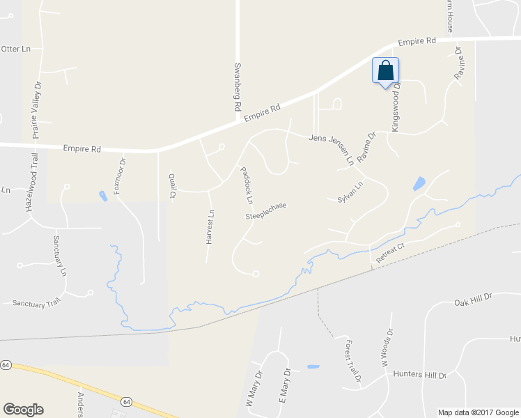 map of restaurants, bars, coffee shops, grocery stores, and more near 42W668 Steeplechase in St. Charles