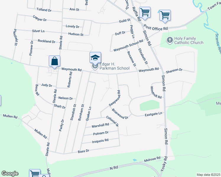 map of restaurants, bars, coffee shops, grocery stores, and more near 142 Wynwood Drive in Enfield