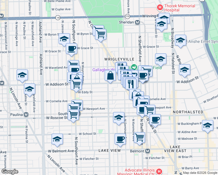 map of restaurants, bars, coffee shops, grocery stores, and more near in Chicago