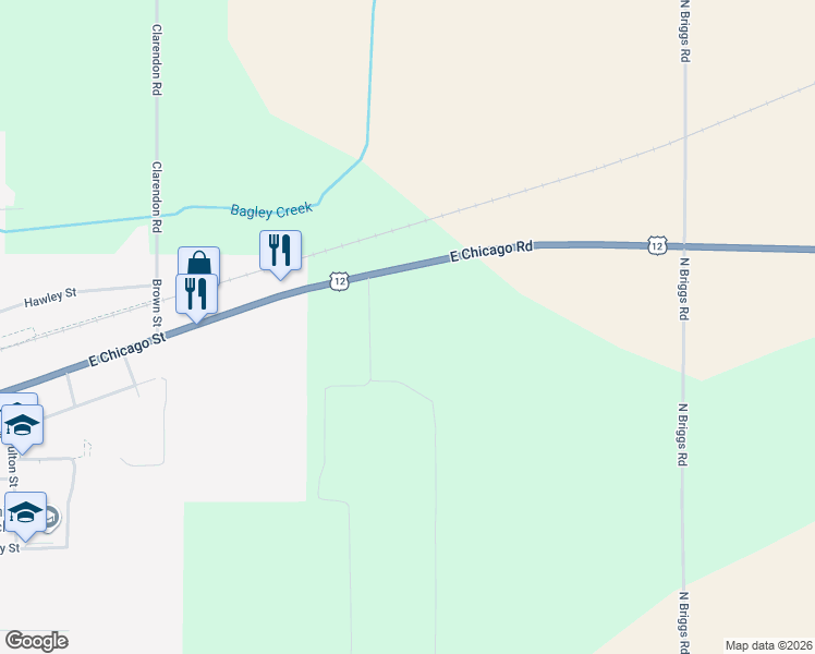 map of restaurants, bars, coffee shops, grocery stores, and more near 1085 East Chicago Road in Quincy