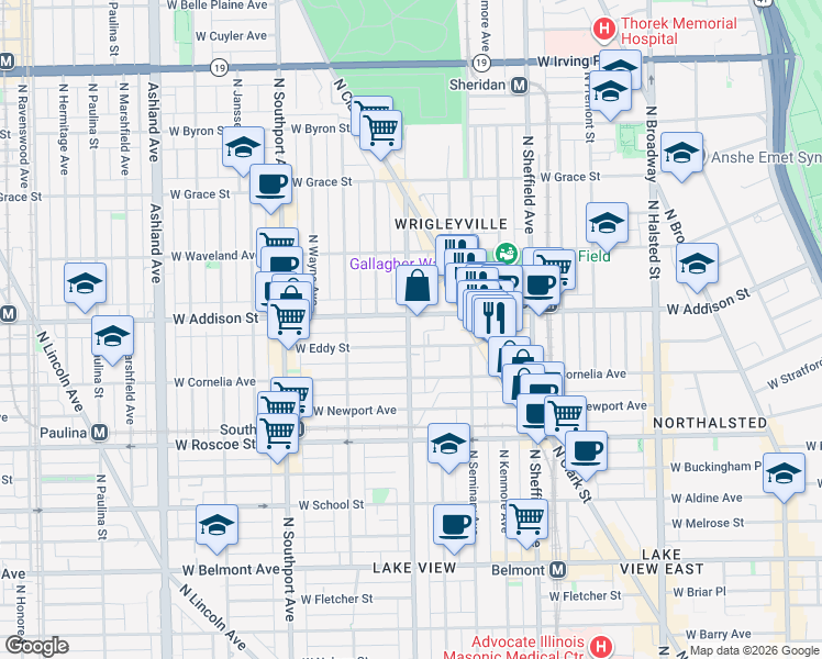 map of restaurants, bars, coffee shops, grocery stores, and more near in Chicago