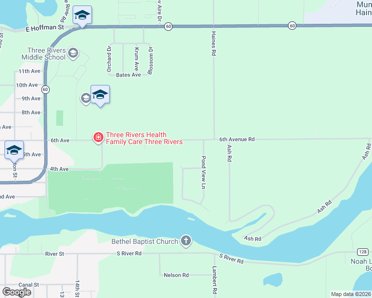 map of restaurants, bars, coffee shops, grocery stores, and more near 17875 6th Avenue Road in Three Rivers