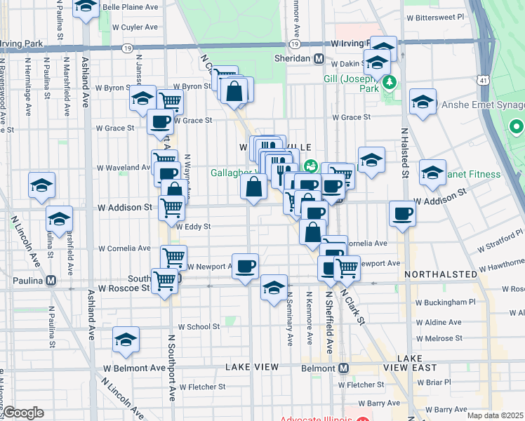 map of restaurants, bars, coffee shops, grocery stores, and more near in Chicago