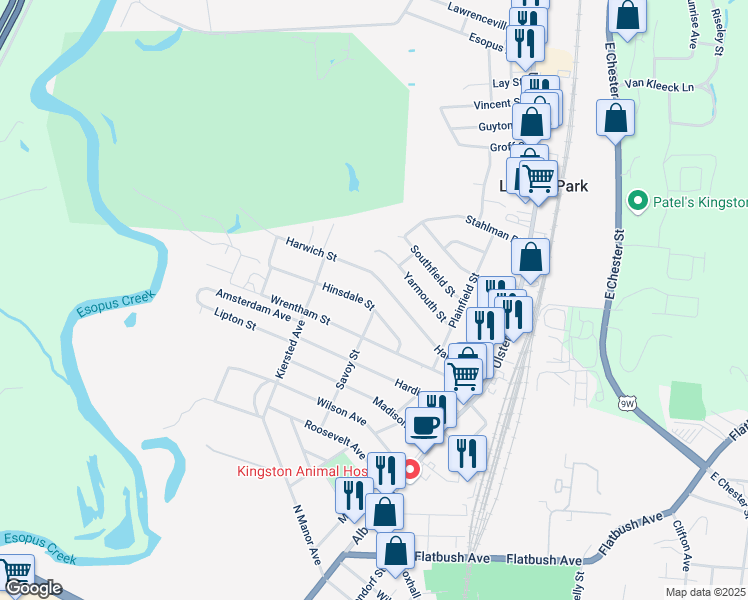 map of restaurants, bars, coffee shops, grocery stores, and more near 143 Harwich Street in Kingston