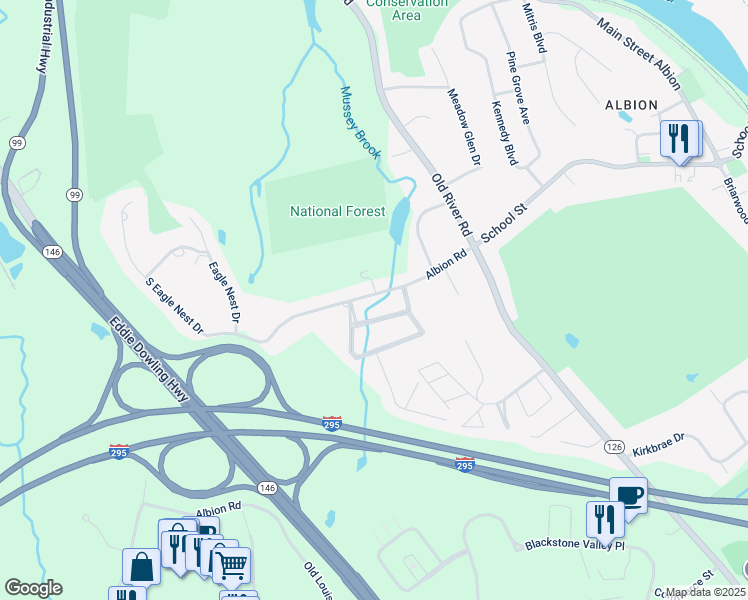 map of restaurants, bars, coffee shops, grocery stores, and more near 280 Albion Road in Lincoln