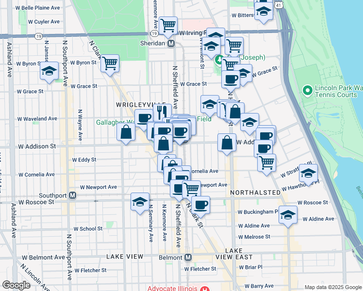 map of restaurants, bars, coffee shops, grocery stores, and more near in Chicago